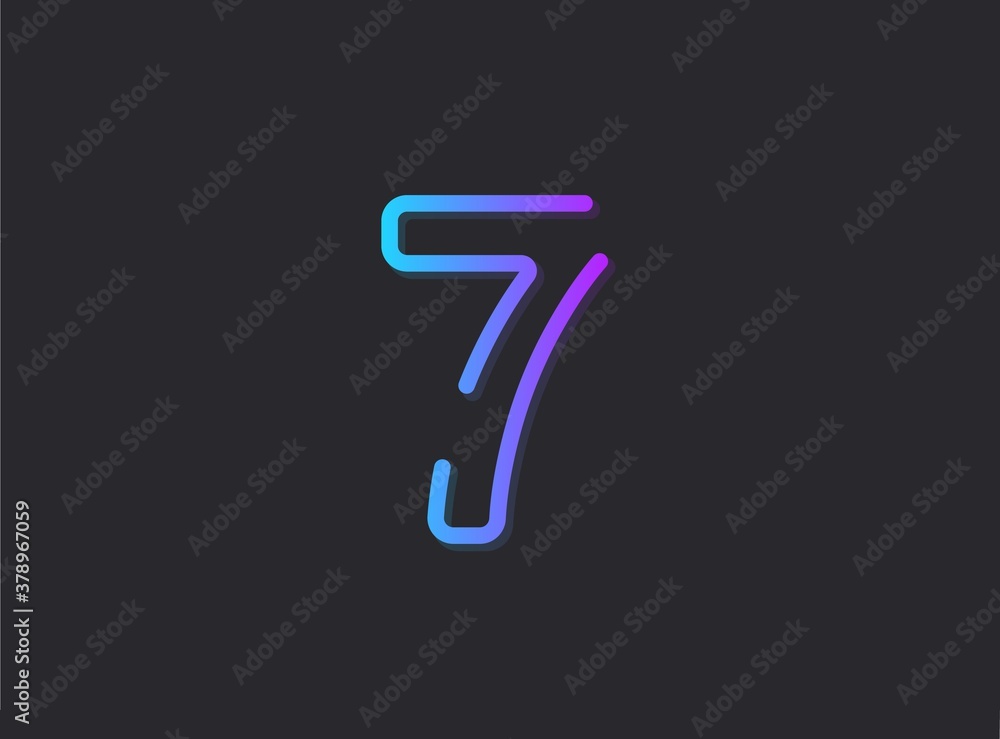 7, modern gradient number. Trendy, dynamic creative style design. For logo, brand label, design elements, application and more. Isolated vector illustration 7, modern gradient number. Trendy, dynamic creative style design. For logo, brand label, design elements, application and more. Isolated vector illustration