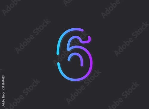 6  modern gradient number. Trendy  dynamic creative style design. For logo  brand label  design elements  application and more. Isolated vector illustration
