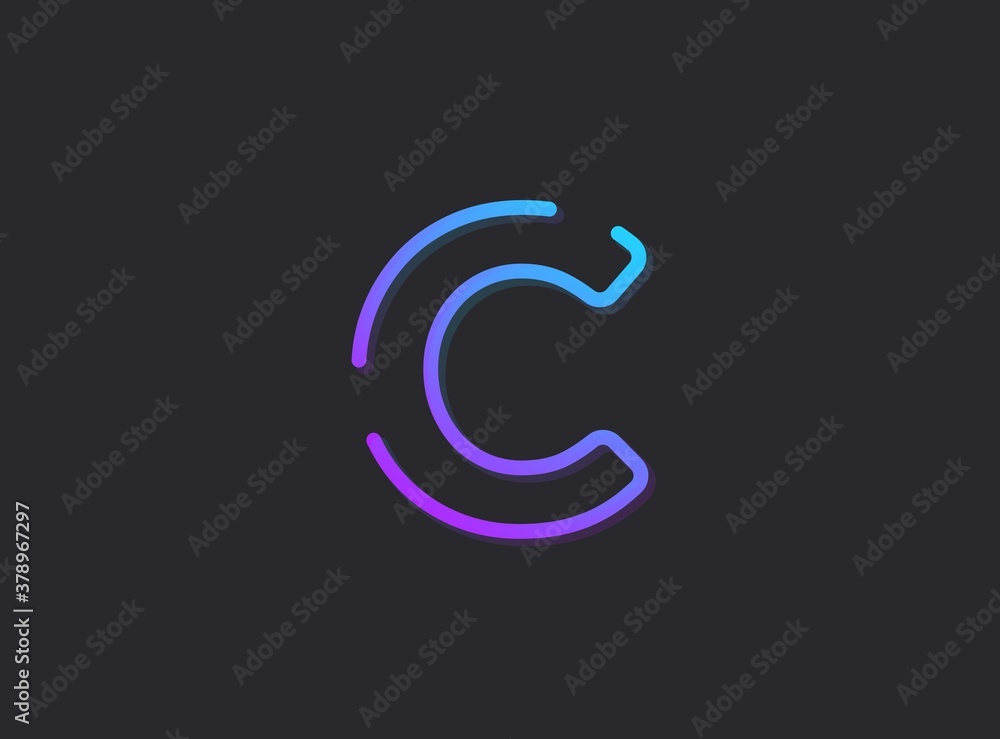 C, modern gradient letter. Trendy, dynamic creative style design. For logo, brand label, design elements, application and more. Isolated vector illustration C, modern gradient letter. Trendy, dynamic creative style design. For logo, brand label, design elements, application and more. Isolated vector illustration