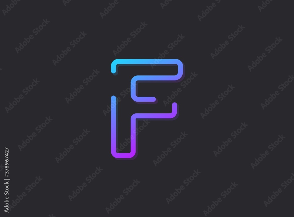 F, modern gradient letter. Trendy, dynamic creative style design. For logo, brand label, design elements, application and more. Isolated vector illustration F, modern gradient letter. Trendy, dynamic creative style design. For logo, brand label, design elements, application and more. Isolated vector illustration