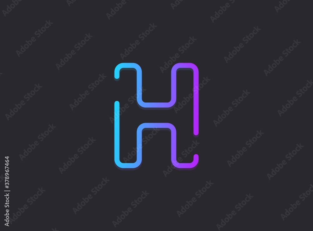 H, modern gradient letter. Trendy, dynamic creative style design. For logo, brand label, design elements, application and more. Isolated vector illustration H, modern gradient letter. Trendy, dynamic creative style design. For logo, brand label, design elements, application and more. Isolated vector illustration