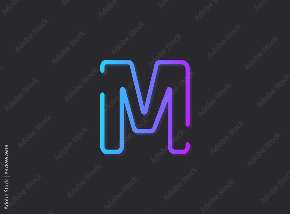 M, modern gradient letter. Trendy, dynamic creative style design. For logo, brand label, design elements, application and more. Isolated vector illustration M, modern gradient letter. Trendy, dynamic creative style design. For logo, brand label, design elements, application and more. Isolated vector illustration