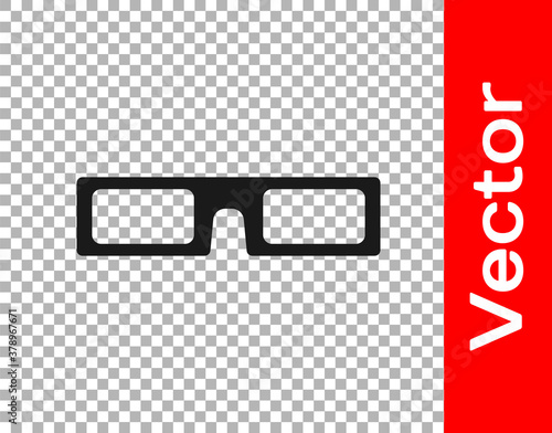 Black cinema glasses icon isolated on transparent background. Vector Illustration.