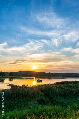 Sunrise over the River Oder  german-polish border