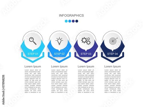 Business data visualization.  Abstract Process chart or graph elements, diagram with step option parts or processes. Vector business template for presentation. Creative concept for infographic.
