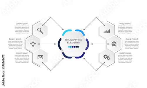 Business data visualization.  Abstract Process chart or graph elements, diagram with step option parts or processes. Vector business template for presentation. Creative concept for infographic.