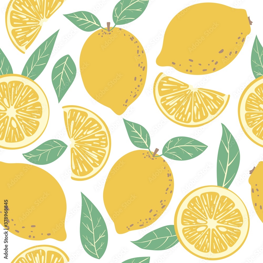 Seamless vector pattern with lemons on white background. Summer illustration Seamless vector pattern with lemons on white background. Summer illustration