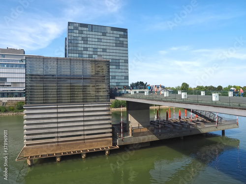 Beautiful architecture at the media harbor with a mix of old and modern buildings in Duesseldorf © Stimmungsbilder1
