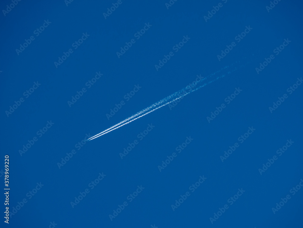 White traces on the deep blue sky White traces on the deep blue sky