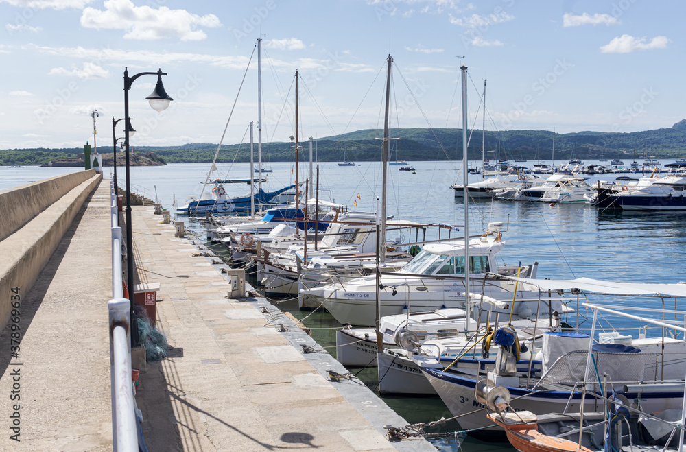 Boarts at Fornells Harbour, Minorca Island, Spain.