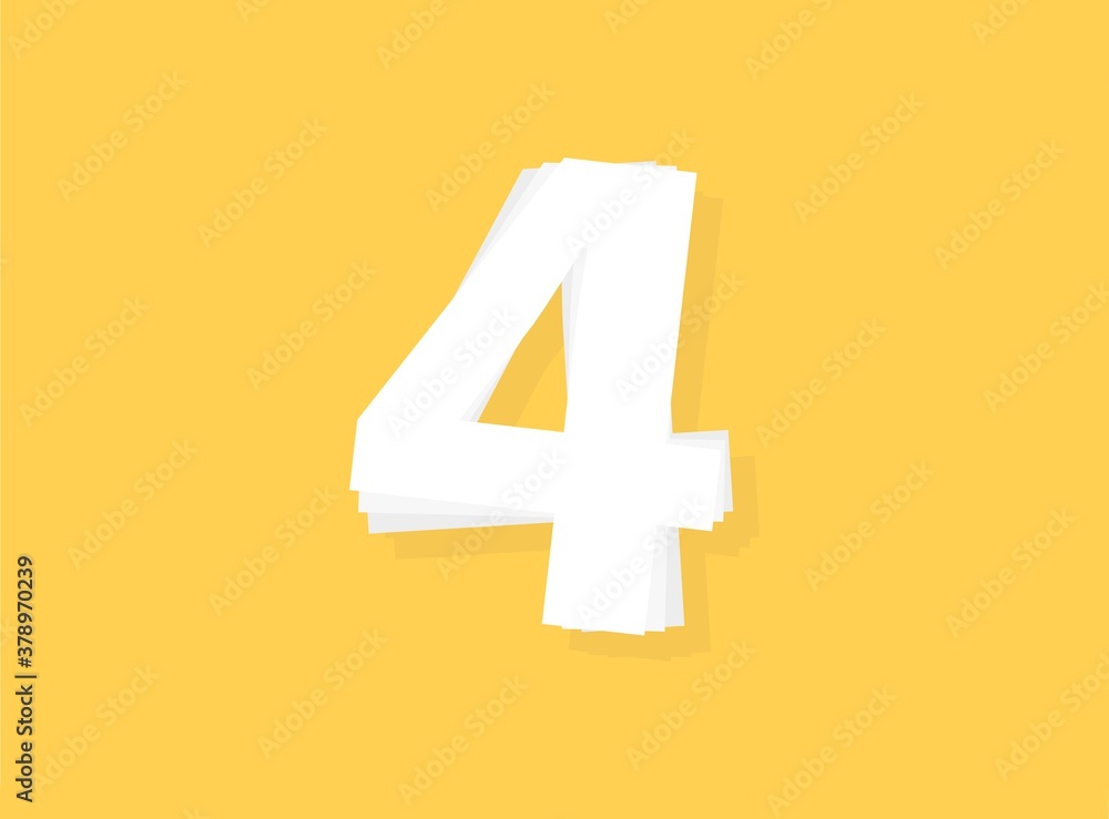 Obraz premium 4 Number vector, modern layers design font. Eps10 illustration