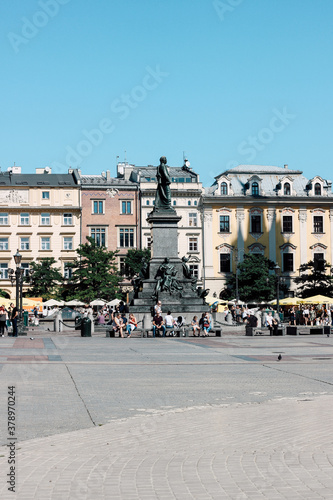 Monument, Europe,Krakow,Poland Monument to Adam Mickiewicz (Krakow) Rynek Główny