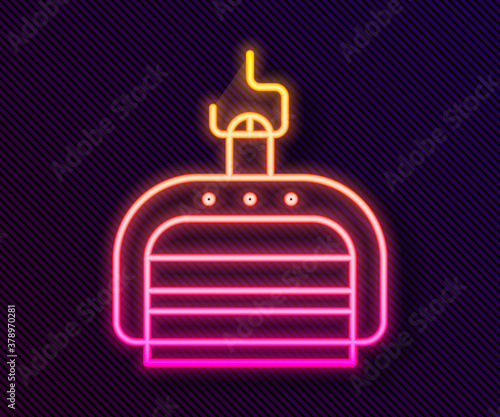 Glowing neon line Ski lift icon isolated on black background. Vector Illustration.