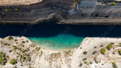 Aerial view of Corinth Canal and Saronic Gulf, Greece 