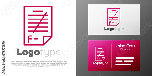 Logotype line Exam paper with incorrect answers survey icon isolated on white background. Bad mark of test results. Logo design template element. Vector Illustration.