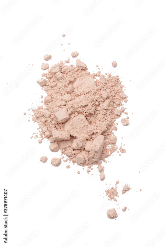 Beige cosmetic or make up powder isolated on white. Beige cosmetic or make up powder isolated on white.