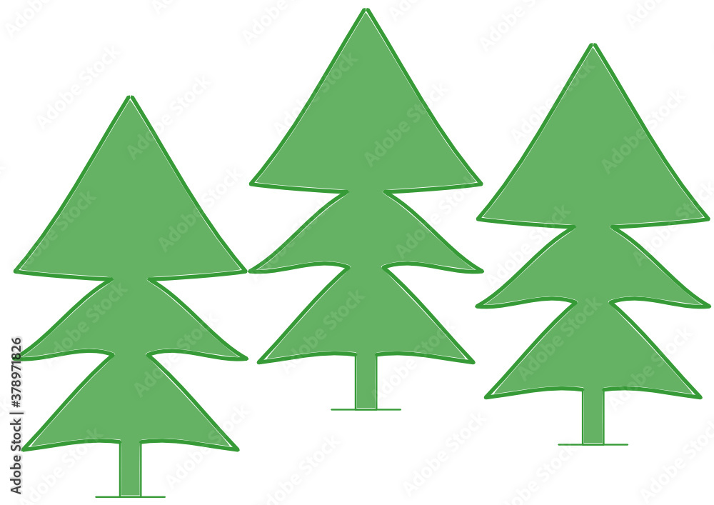 Obraz premium sapin vert de noël sur fond blanc 