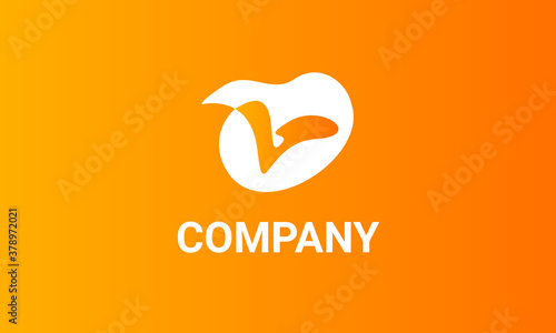 V Icon Company Logo design orange color gradient vector template editable