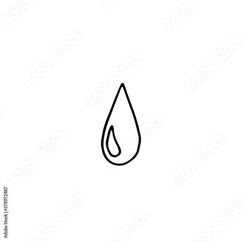 Black and white outline of a drop. Doodle vector illustration, hand drawn.
