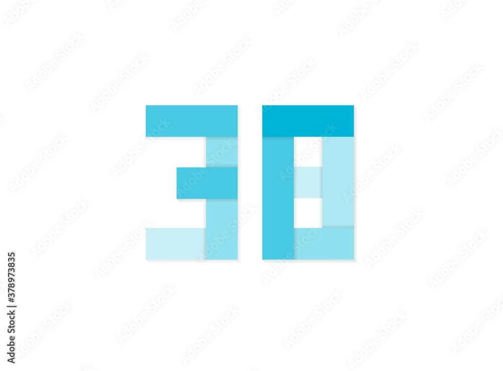 38 number, vector logo, paper cut desing font made of blue color tones .Isolated on white background. Eps10 illustration 38 number, vector logo, paper cut desing font made of blue color tones .Isolated on white background. Eps10 illustration