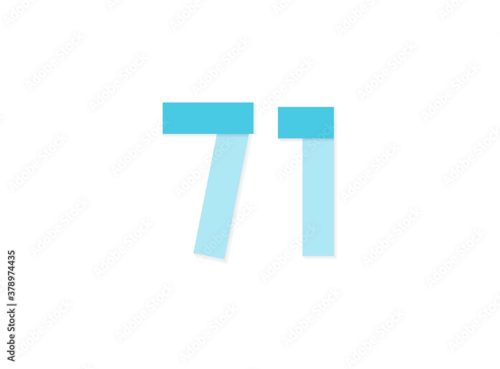 71 number, vector logo, paper cut desing font made of blue color tones .Isolated on white background. Eps10 illustratio5 71 number, vector logo, paper cut desing font made of blue color tones .Isolated on white background. Eps10 illustratio5