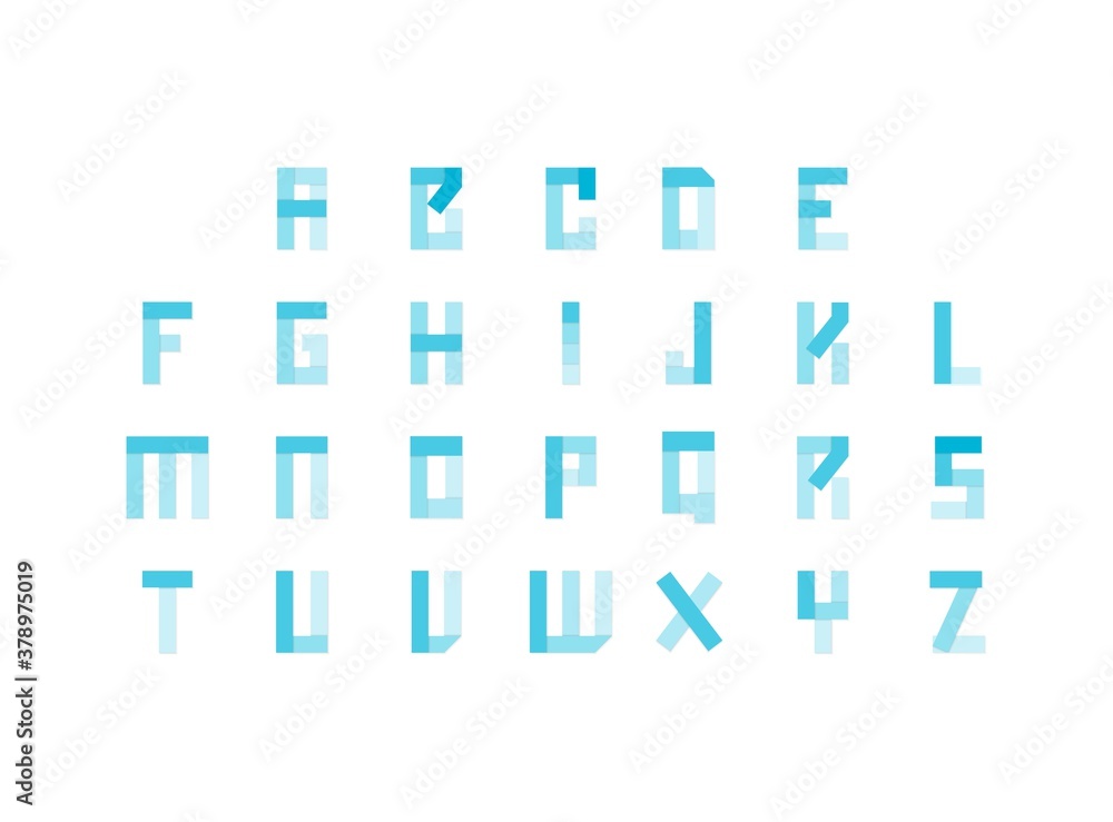 Letter set vector logo, paper cut desing font made of blue color tones .Isolated on white background. Eps10 illustration Letter set vector logo, paper cut desing font made of blue color tones .Isolated on white background. Eps10 illustration
