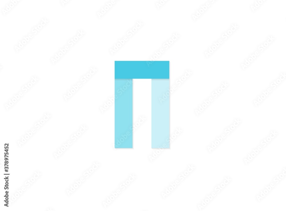 N letter, vector logo, paper cut desing font made of blue color tones .Isolated on white background. Eps10 illustration