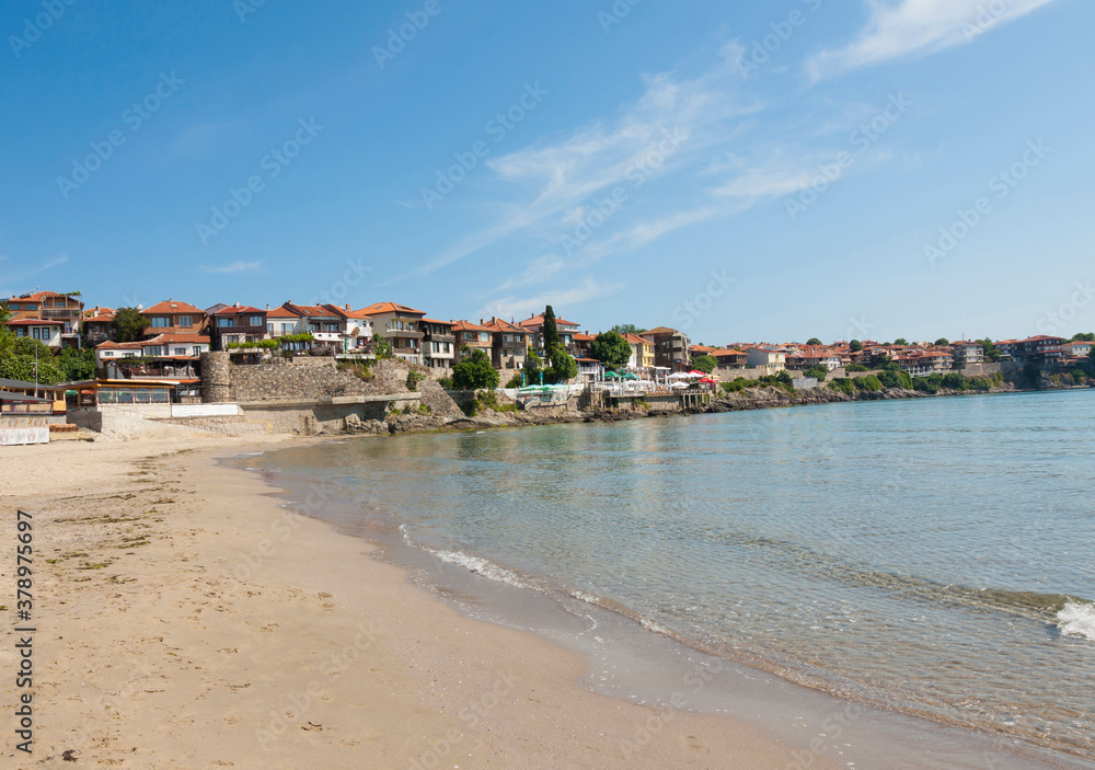 Panoramic view on architectural-historic complex old town Sozopol, Bulgaria.