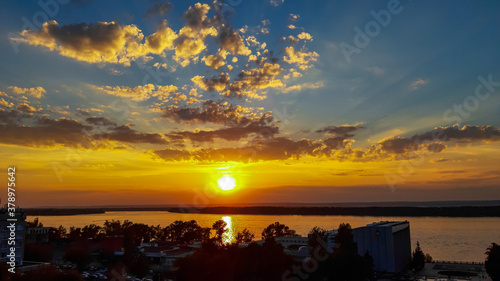 Beautiful sunset over the Volga
