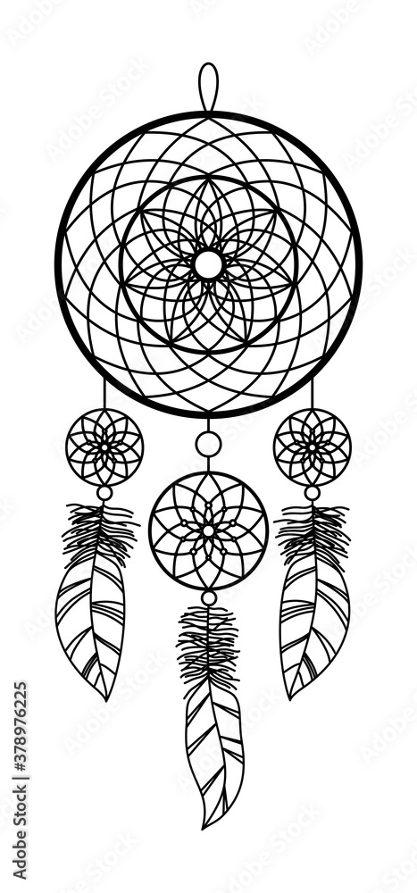 Obraz premium ISOLATED IMAGE OF A DREAM CATCHER ON A WHITE BACKGROUND