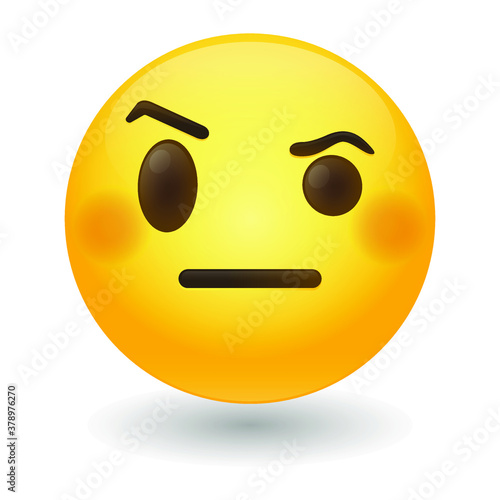 Raised Eyebrow Emoji Vector art illustration design. Emoticon expression graphic round. Avatar kawaii style.
