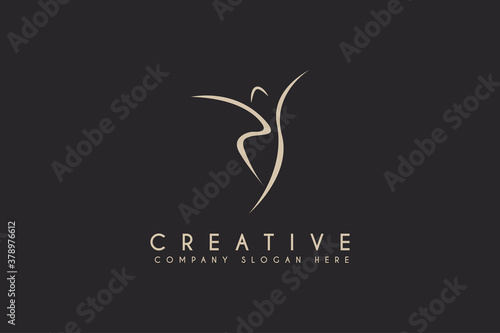 Fitness and wellness vector logo design Body balance Vector Illustration