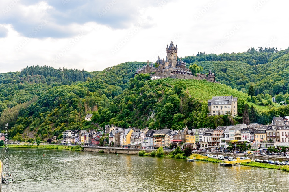 Cochem. Beautiful historical town on romantic Moselle, Mosel river. City view with Reichsburg castle on a hill. Rhineland-Palatinate, Germany