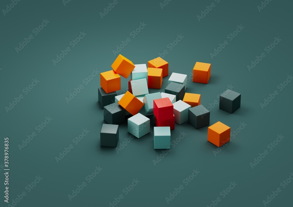 Abstract 3d render, composition, with orange, red, gree and lights blues colors. Geometric shapes. Abstract 3d render, composition, with orange, red, gree and lights blues colors. Geometric shapes.