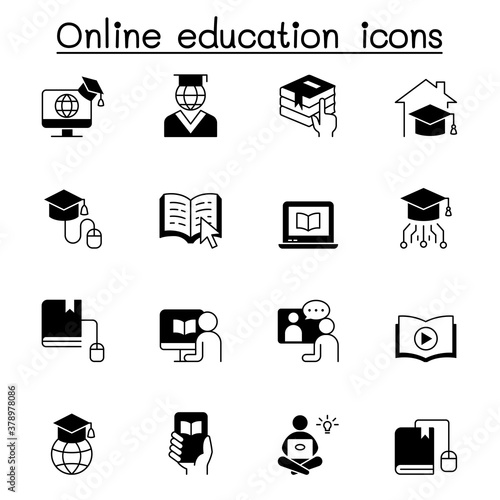 Online education icons set vector illustration graphic design