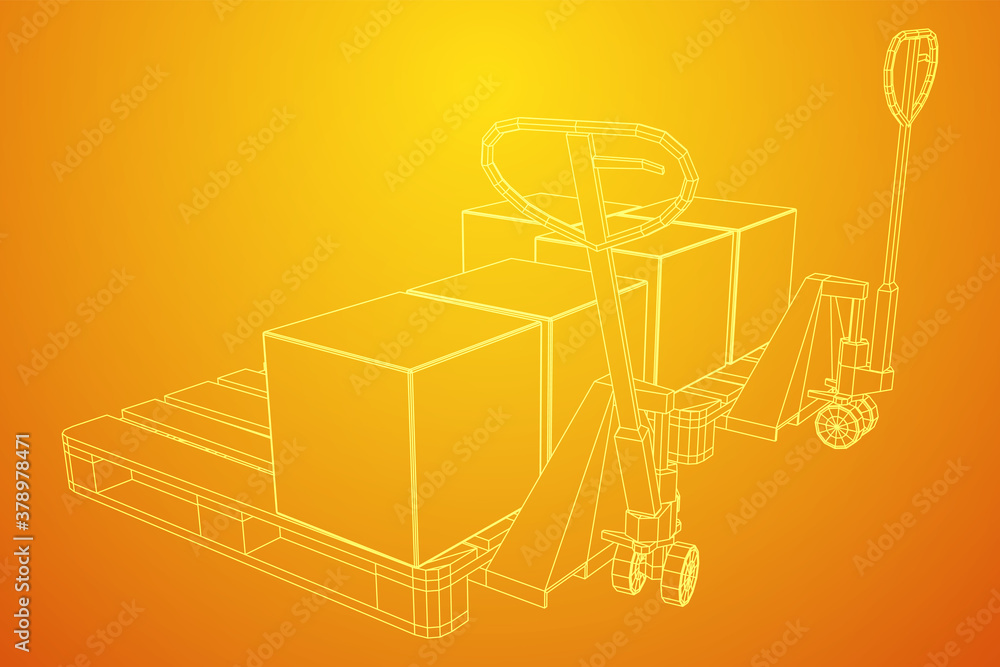 Fototapeta premium Hand pallet jack lift . Manual forklift.