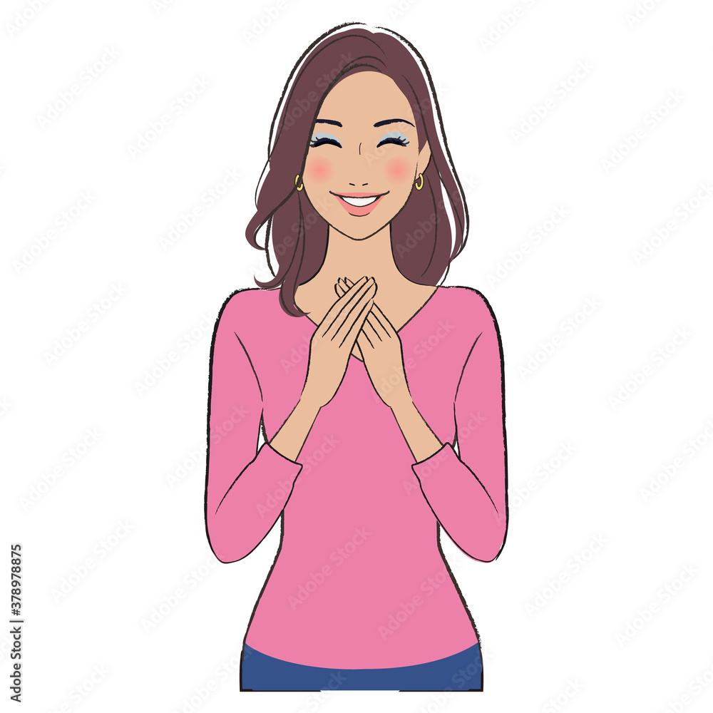 A happy beautiful woman with brown skin reliefed and smiling