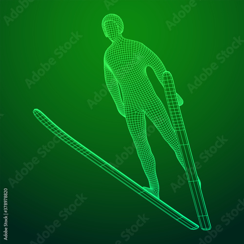 Ski jumper sportsman vector illustration.