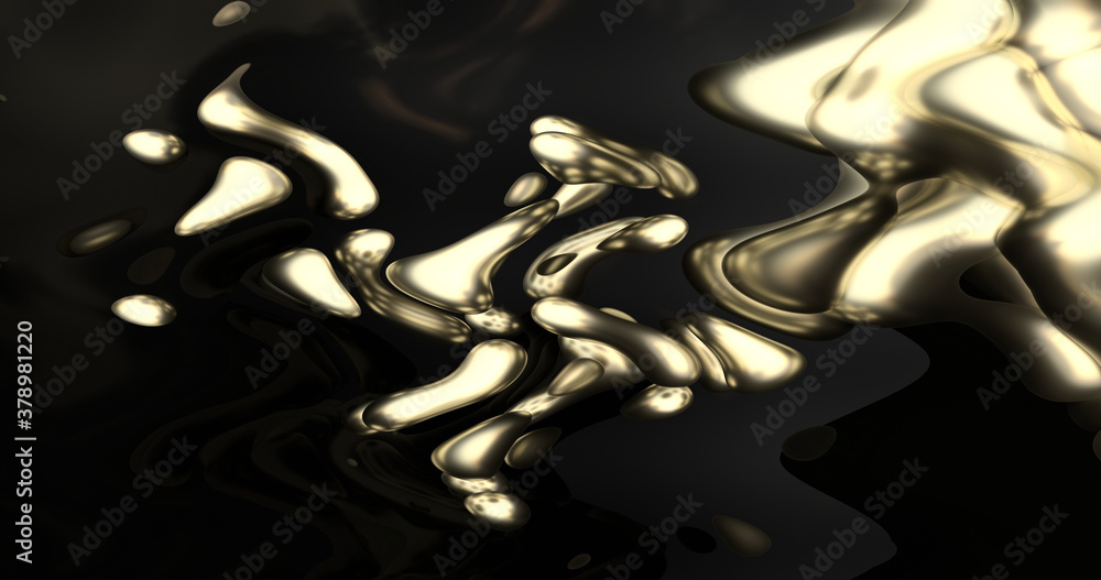 Golden shapes in dark bacground. 3d illustration and rendering Golden shapes in dark bacground. 3d illustration and rendering