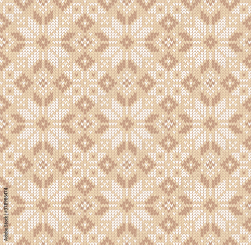 Ugly sweater Merry Christmas ornament scandinavian style knitted background seamless pattern