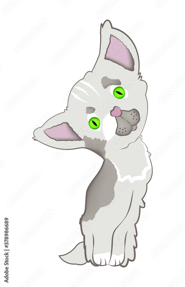 Vector illustration of a cartoon kitten_1116103052