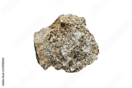 raw of a Hornblende Granite rock isolated on a white background.