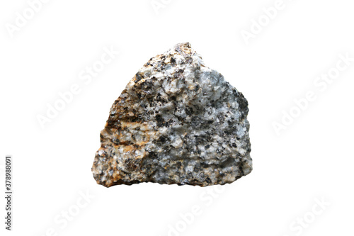 raw of a Hornblende Granite rock isolated on a white background.