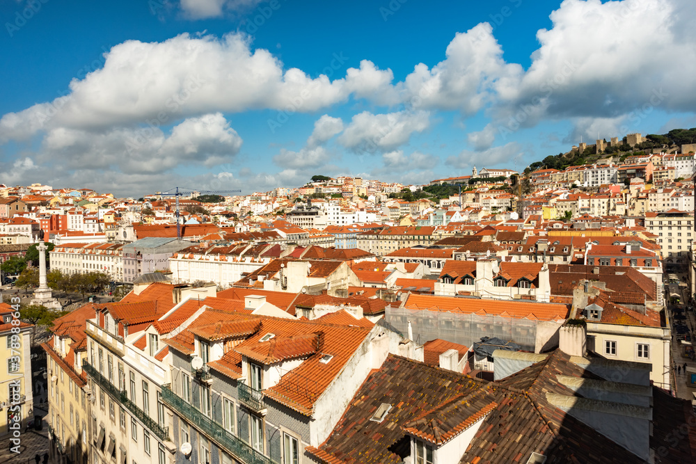 Lisbon, Portugal city center skyline in sunny summer day