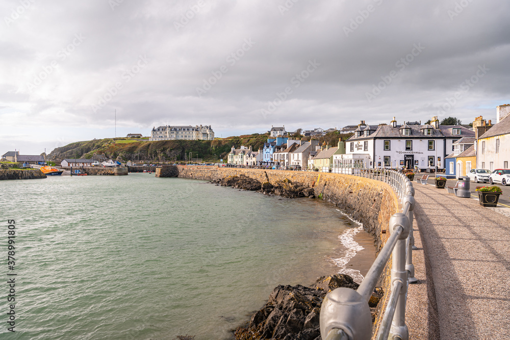 View of the town and the promenade, Port Patrick, Dumfries & Galloway, Scotland