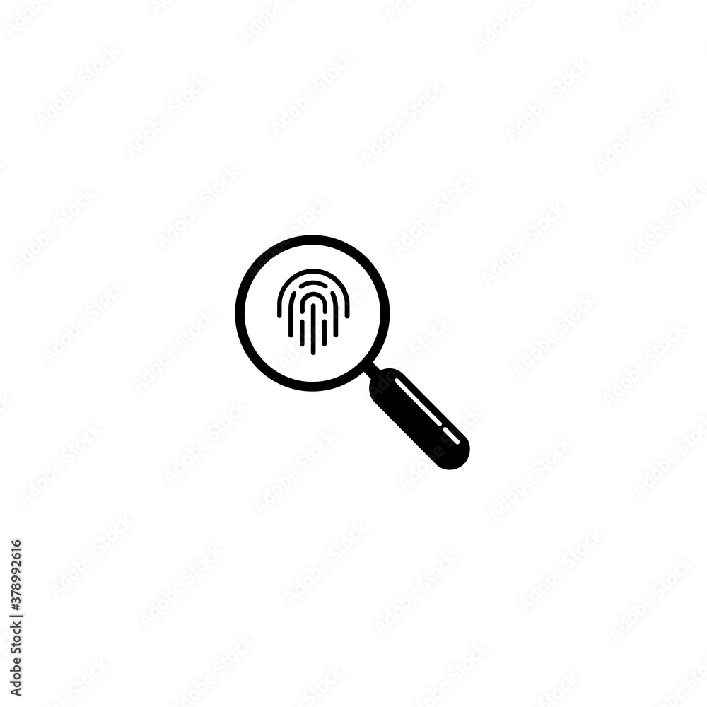 Fingerprints with magnifier icon vector. Crime icon, people search, biometric identification. Fingerprints with magnifier icon vector. Crime icon, people search, biometric identification.