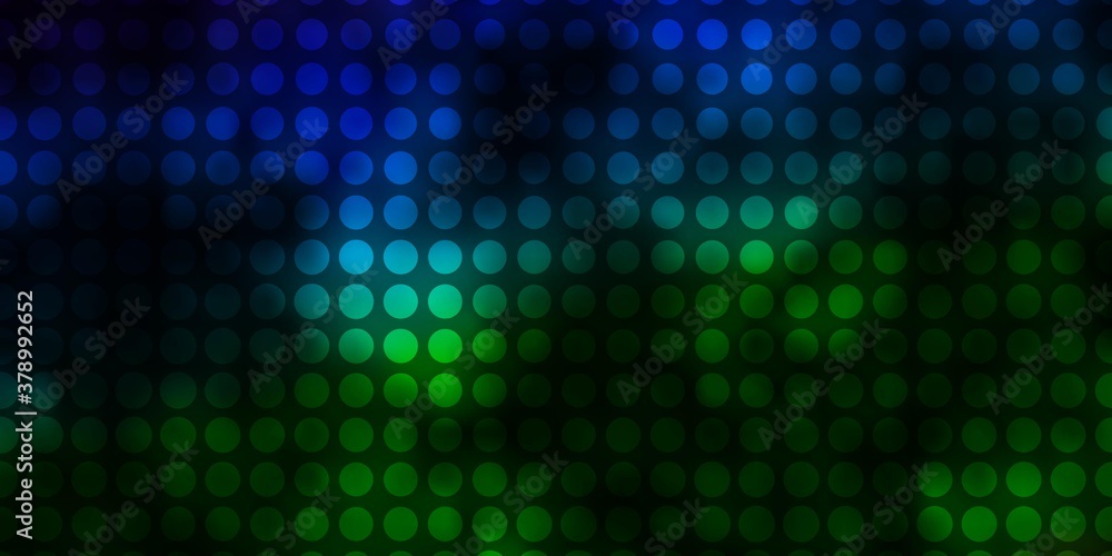 Obraz premium Dark Blue, Green vector texture with circles. Glitter abstract illustration with colorful drops. Pattern for booklets, leaflets.