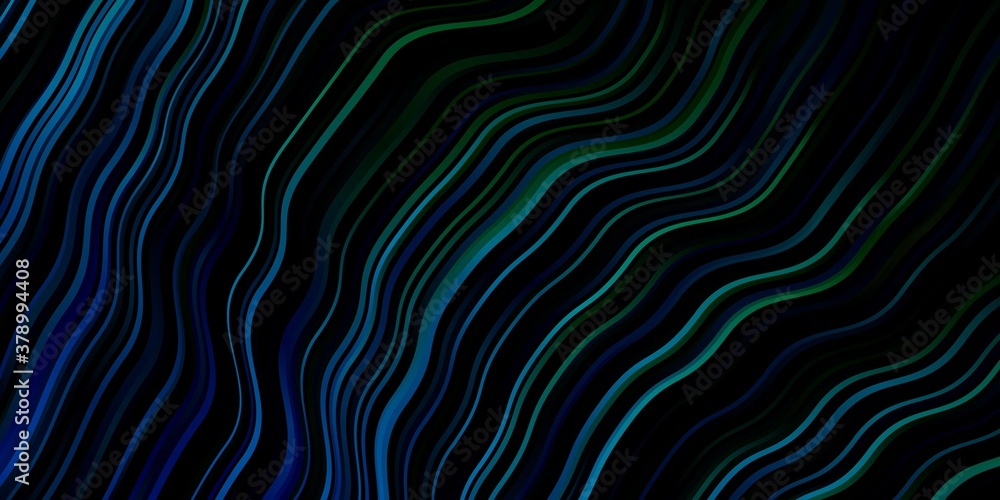 Dark Blue, Green vector pattern with curved lines. Abstract illustration with bandy gradient lines. Pattern for websites, landing pages.