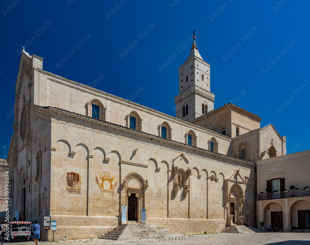 Matera, Basilicata, Italy - The Cathedral of Madonna della Bruna and Sant'Eustachio, built in the Apulian Romanesque style in Civita.