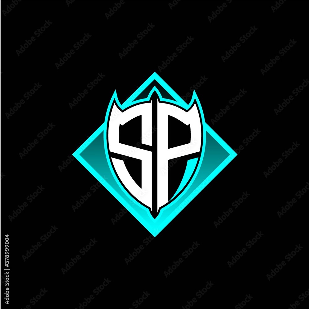 S P letter shield with square protection logo as a sweetener Stock ...
